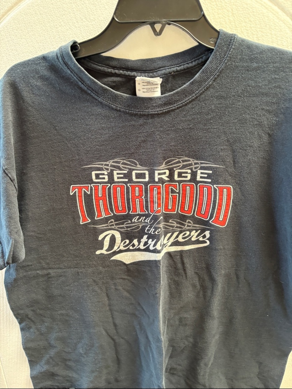 George Thorogood and The Destroyers Graphic Tee - Navy with Red & White Print